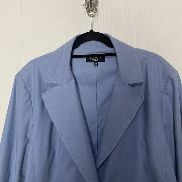 Talbots Blazer Women’s Blue Cotton Linen Blend Button Lined Jacket - Picture 3 of 8